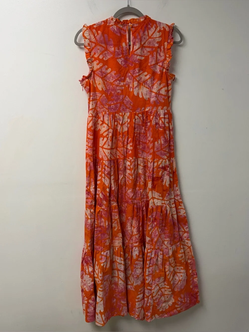 Aqua x Studio 189 Sleeveless Ruffle Tiered Tropical Midi Dress Size Small